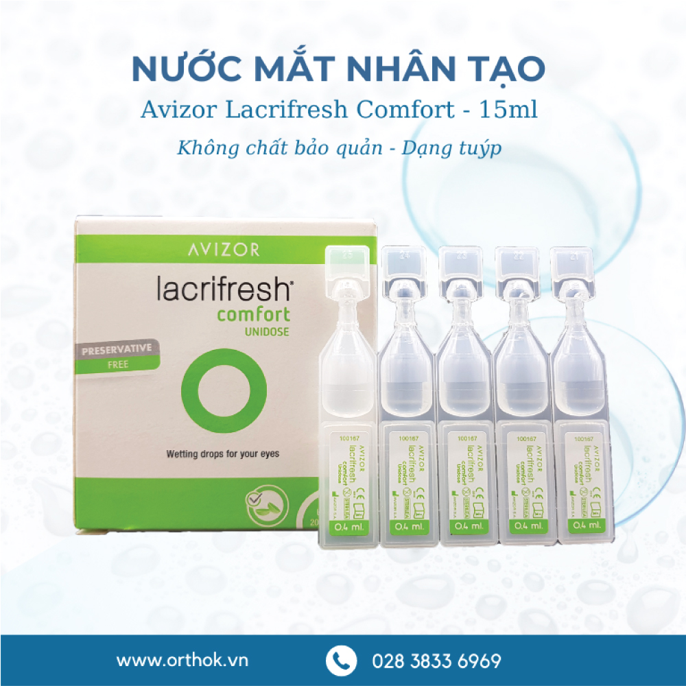 Nước mắt nhân tạo Avizor Lacrifresh có thể sử dụng cho kính áp tròng được không?
